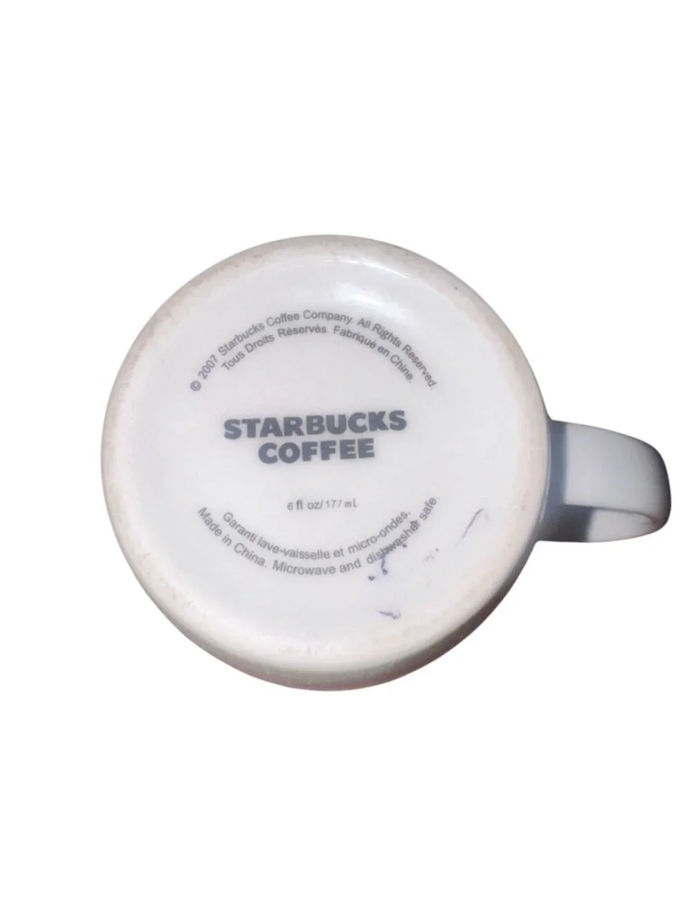 Starbucks Easter Mug 2007 6oz Bunny Butterfly Spring Blue Interior Ceramic Cup